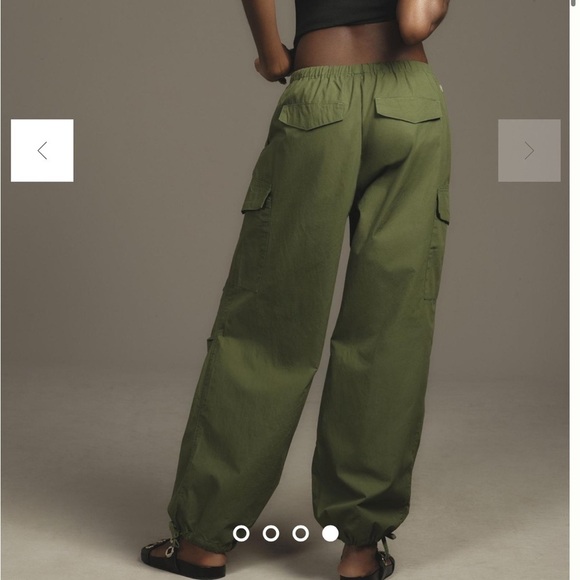 Anthropologie Pilcro Pull On Parachute Pants Dark Green Pockets Sz L NEW - Picture 4 of 16